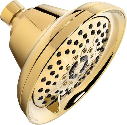 Aqua Elegante Massage Shower Head With Mist - High Pressure Boosting, Adjustable Massaging Rainfall Showerhead For Low Flow Showers With Water Saving Nozzles - 2.5 GPM - Polished Brass