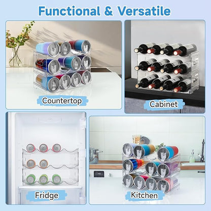 Amaoot Large Compartment Water Bottle Organizer Rack,3 Pack Stackable Tumbler Storage for Kitchen Fridge Cabinet Organization and Storage,Wine/Drink/Water Bottle Storage Organizer