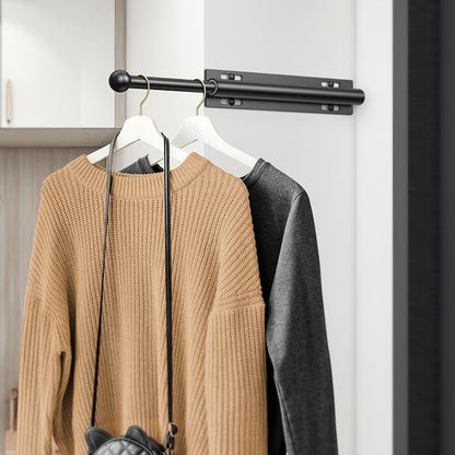 Supforce 2 PACK Valet Rod for Closet Pull Out, Retractable Slide Out Valet Rod Closet Organization, 12" Aluminum Valet Clothing Hanger Rods Perfect for Suits, Freshly Pressed Clothes, Black
