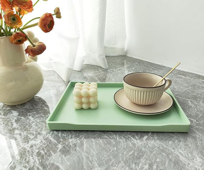 Green Serving Tray (11.8 x 8.7 inch) for Serving Accessory, Spa, Coffee, Drinks, Wine, Tea, Bar, Party, Seasoning, Perfume and Display Use.