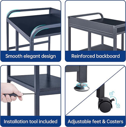 Fannova Printer Stand with Storage Shelf for Home Office Organization, 22 x 18 Inch Large Printer Table with Wheels, Shredder Stand, CPU Stand, Rolling Cart for Host Computer, PC Tower, Desktop- Black