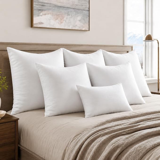 MIULEE Throw Pillows Inserts, Pack of 4 22x22 Inch 100% Virgin Fiber Filling Bed Couch Pillows
