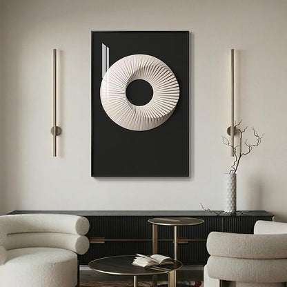 Framed Black and White Wall Art, Modern Geometric Circle Prints Paintings Artwork for Walls, Contemporary Minimalist Sculptural Pictures for Living Room Dining Room Bedroom Hallway Wall Decor 24x36 In