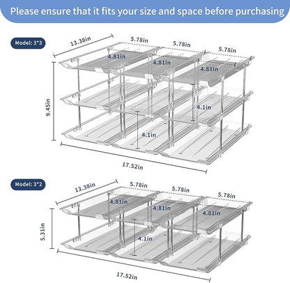 Jsyrjing Can Organizer for Pantry, 2-Tier Canned Goods Organizer 2 Pack | Automatic rolling, Modular flexible combination, Extra-thick clear material, Cabinet pantry fridge countertop storage