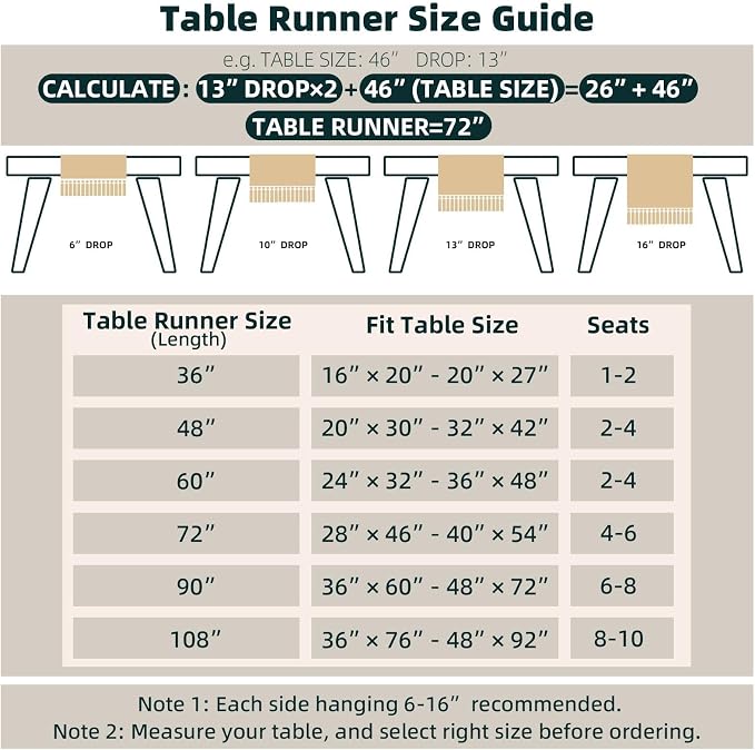 FEXIA Boho Table Runner for Thanksgiving Home Decor 48 Inches Long Farmhouse Rustic Table Runner Cream & Brown Macrame(Without Tassel) for Dining Bedroom Decor Rustic Bridal Shower (12x48 Inches)