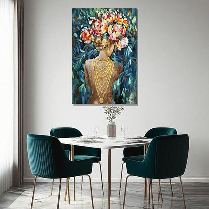 Blue Modern Wall Art, Colorful Flower Wall Decor, Posters for Room, Framed Wall Art for Living Room, Office, and Dining Room, 24" x 36"