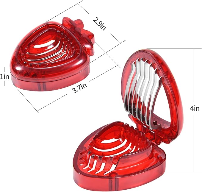 2PCS Strawberry Slicer, Fruit Cutter, DIY Kids Fruit Egg Slicer Kitchen Gadgets, Veggie Strawberry Slicer Tool with Stainless Steel Blade for Dessert and Cake Decorations
