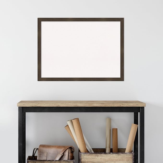 Amanti Art White Cork Board for Wall, 22x30 Vision Board with Brown Wood Frame, Medium Corkboard Office Decor for Home Organization, Casual Corkboard Pinboard to display items for home organization