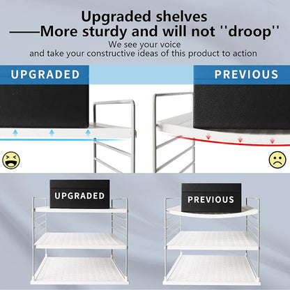 2 PACK Cabinet Organizer for Foil and Plastic Wrap- Divided Compartment Holder for Kitchen Bag- Upgraded Kitchen&Counter &Pantry Organizers and Storage(White&Gray)
