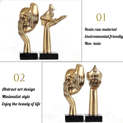 oliruim 6.5" H Black Gold Art Thinker Figurines 2 PCS, Abstract Small Statues Home Accent Decor for Shelf, Office Desk, Living Room, Knick Knacks Decorations for Shelves (2 Pcs Gold)