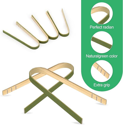 100 Pcs Mini Bamboo Tongs, 4 Inch Wooden Disposable Cooking Utensils, Charcuterie Boards Accessories, Natural Toast Tongs for Cooking and Serving Food