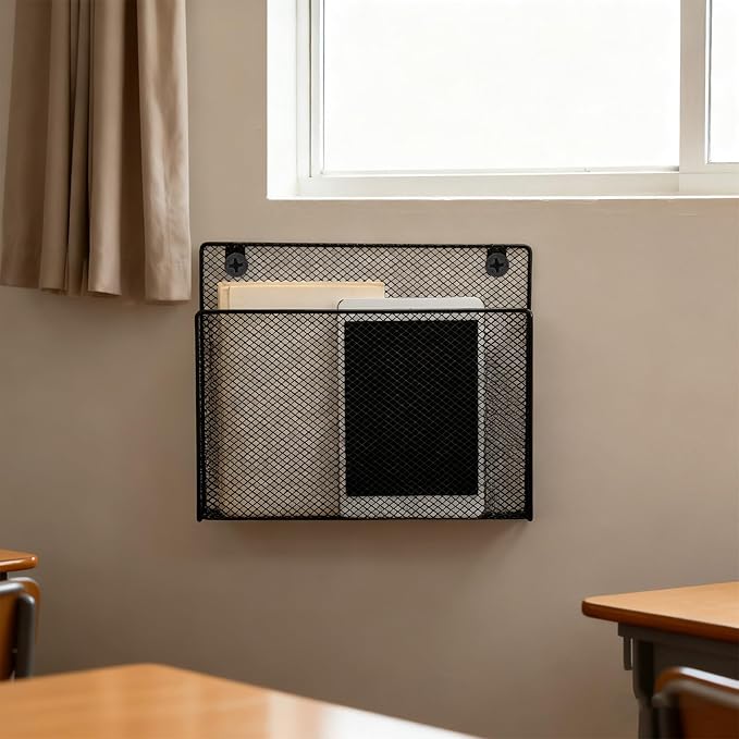 2 Pcs 12 Inch Metal Wall File Holder Tablet or Patient Chart Holder with Open Sides Medical Files Hanging Organizer for Wall Anchor Hardware for School Office Home(Square Style)
