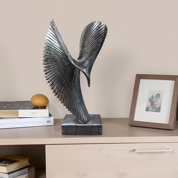 Modern Abstract Eagle Decorative Sculpture, Dining Living Room Desk Decor,Geometric Home Decor Statues,Shelf Top Decor Aesthetics, Coffee Tables or Office Shelves（Bronze Colored）