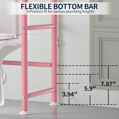 GloTika 3-Tier Over Toilet Storage Rack, Metal Over Toilet Bathroom Organizer Shelf, Freestanding Space Saver Storage Shelves for Bathroom/Laundry/Living Room (Pink)