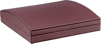 Luxury Dome-Shape Leather Necklace Box - Leather Interior Chain & Necklace Jewelry Gift Box for Men & Women - Necklace Case with Cream Ribbed Fancy Outer Box & Matching Bow Ribbon
