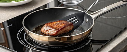 FJNATINH Silicone Spatulas and Turner Set - Stainless Steel Wok Tools, Wok Utensil, Heat Resistant Rubber Spatulas for Fish, Eggs, Pancakes, Wok,2 Pack