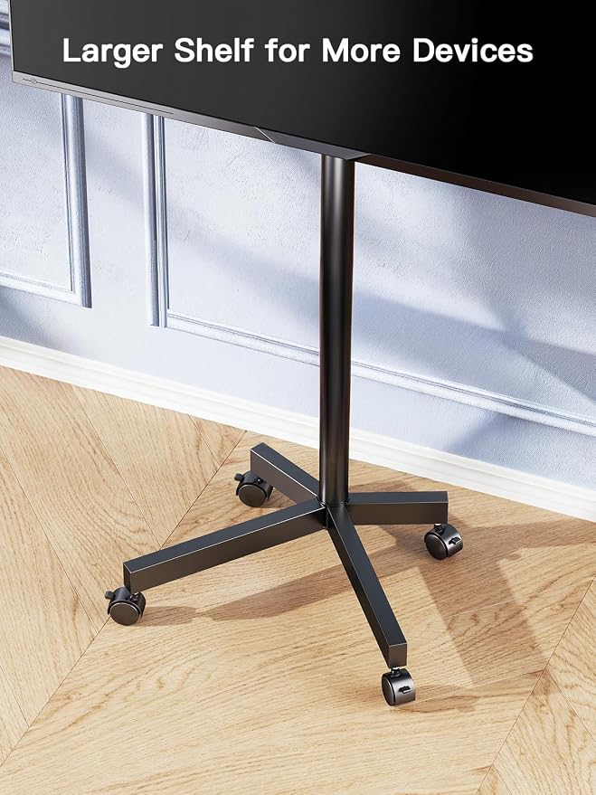 PERLESMITH Rolling TV Stand for 23–62 Inch TVs, Outdoor Mobile TV Cart Holds up to 99 lbs, Portable TV Stand on Wheels for Bedroom and Living Room, Max VESA 400x400mm, PSTVMC04B-B