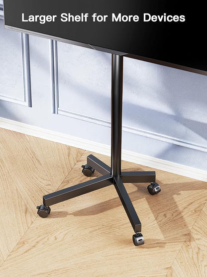 PERLESMITH Rolling TV Stand for 23–62 Inch TVs, Outdoor Mobile TV Cart Holds up to 99 lbs, Portable TV Stand on Wheels for Bedroom and Living Room, Max VESA 400x400mm, PSTVMC04B-B