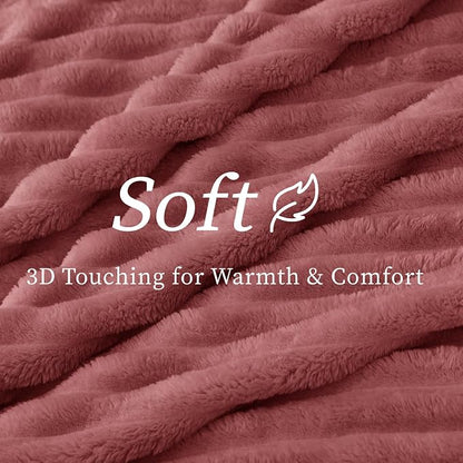 BEDELITE Fleece Throw Blanket for Couch - 300GSM Soft & Warm Fluffy Brick Dust Blanket, Decorative and Giftable Striped Blankets for Women, Men, 50"x60"