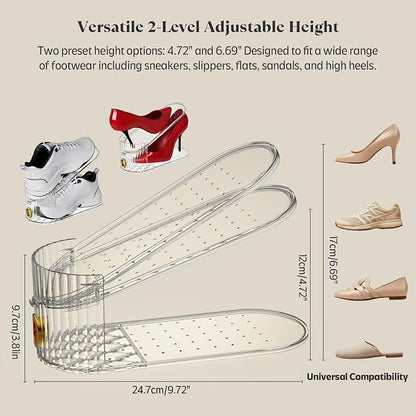 Clear 20 Pack Shoe Slot Organizer, Shoe Stacker Organizer Holders for A Pair of Shoes, Adjustable Thickening Double Layer 50% Shoe Space Saver Rack Storage for Closet (clear, 20 pack)