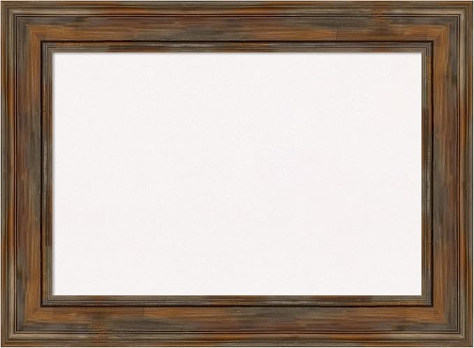 Amanti Art White Cork Board for Wall, 22x30 Vision Board with Brown Wood Frame, Medium Corkboard Office Decor for Home Organization, Country Rustic Corkboard Pinboard to Display Items for Home