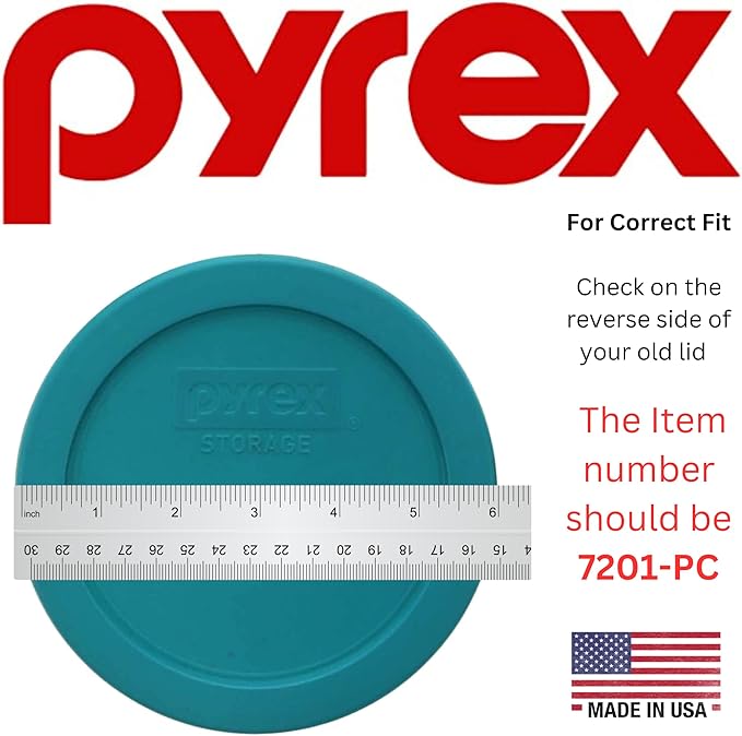 Pyrex 7201-PC 4 Cup Turquoise Food Storage Replacement Lid (4-Pack) - Made in USA