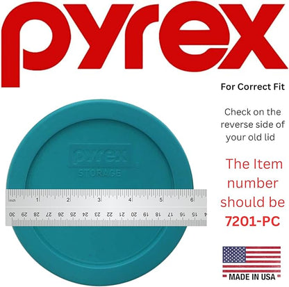 Pyrex 7201-PC 4 Cup Turquoise Food Storage Replacement Lid (4-Pack) - Made in USA