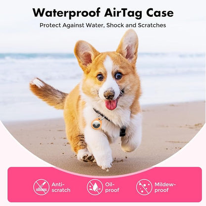 UNBREAKcable 4 Pack Holder for Apple AirTag [Fit Tightly Design] [Hold Air Tag Securely] [Easy to Install] Protective Case Waterproof TPU Shell with 304 Stainless Steel Key Ring Keychain, 4 Color