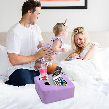 Couch Cup Holder Pillow Tray & Caddy - for Sofa, Bed, Car, Man Cave | Keep Drinks at Hand & Spill-Proof Accessories for New Parents, Camping, Park, Boat, Beach -Taro Purple