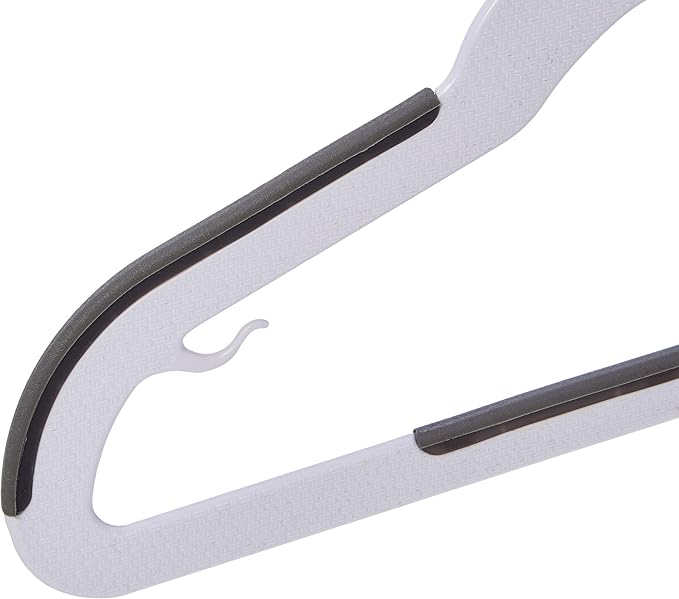 Amazon Basics Plastic Kids Clothes Hangers, Non-Slip 30-Pack, White and Black, 12.8 L x 8 W x 0.2 T inch