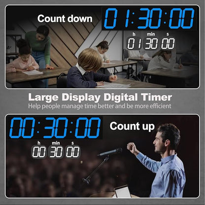 28.4''Large Digital Wall Clock,Automic Digital Clock with Alarm,Clendar and Termperature,Auto Time Sync with Easy Operation, Big Gym Timer with Countdown,Countup and Interval Workout(Blue)