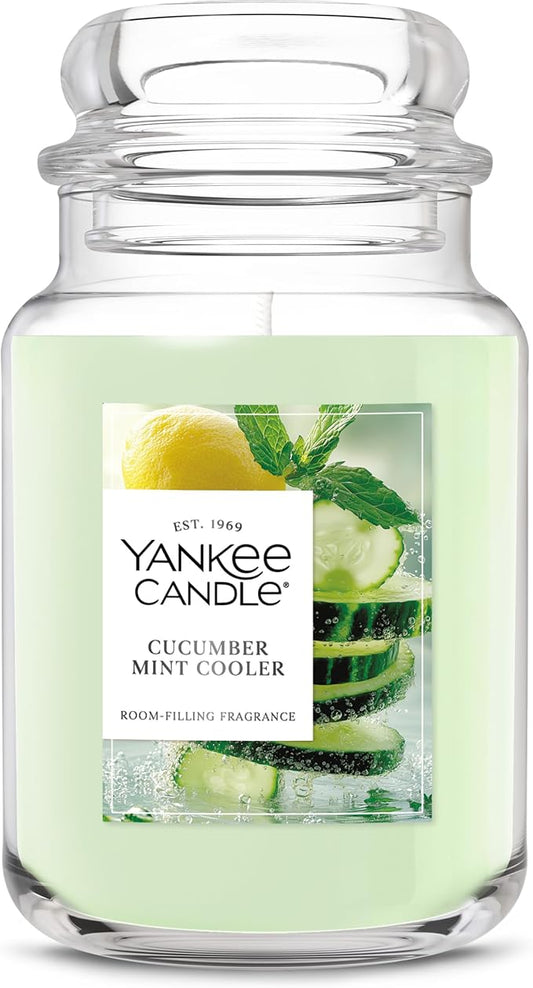 Yankee Candle Cucumber Mint Cooler, Scented Candle, 22oz Large Jar with up to 150 Hour Burn Time, Giftable