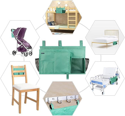 Surblue Caddy Hanging Organizer Bedside Storage Bag for Bunk and Hospital Beds, Green, L