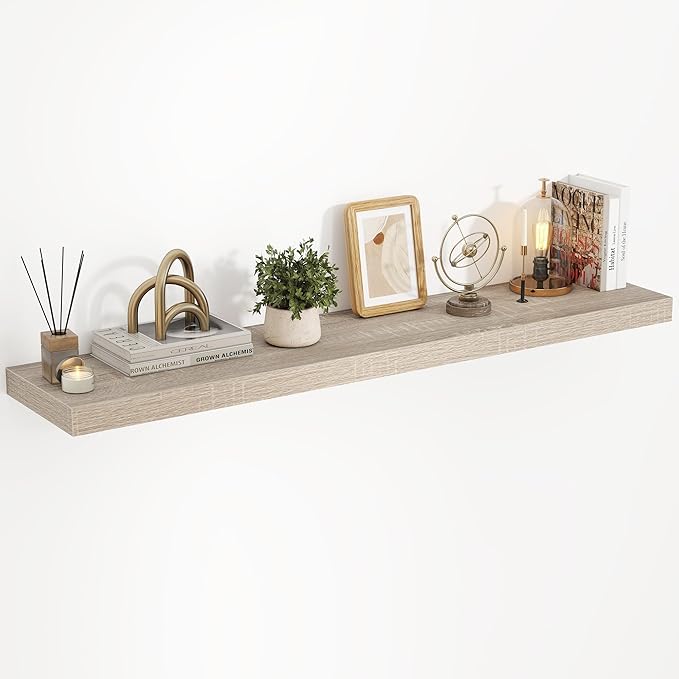 Acovy 40 Inch Floating Shelves, 3D Textured Wood Grain, 40"x9.25"x1.5" Inch Deep Floating Shelves for Wall, Wooden Shelves for Bathroom, Bedroom, Living Room, Vintage White Oak, 1 Piece