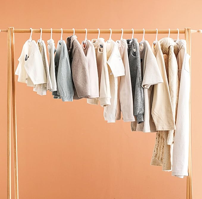 JSF50Pcs Baby Hangers, Adjustable Nursery Children Coat Hanger, Non-Slip Infant Pant Hangers for Newborn Clothes Girl Boy Toddler Infant (Gery)