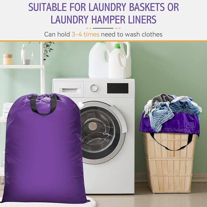 Isink Extra Large Heavy Duty Laundry Bag - 28" x 40", Travel Laundry Bag for Dirty Clothes, Purple