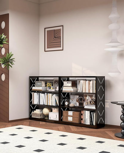 METALOONG Book Shelf, 3-Tier Adjustable Bookcase with Anti-Tip Kit & Leveling Feet, Heavy-Duty Metal Storage Organizer, Modern Corner Shelves for Kitchen, Garage, Home Office - Black