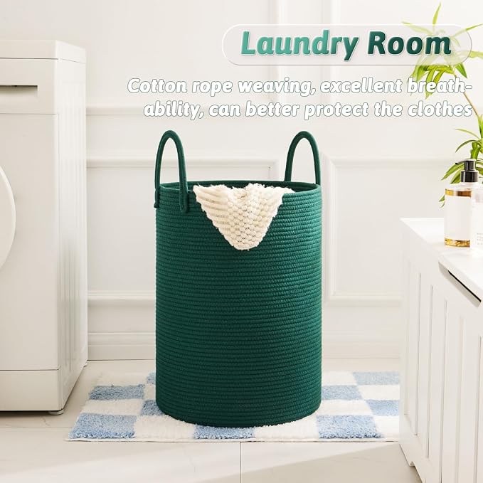 Artfeel Laundry Basket,Woven Cotton Rope Laundry Hamper,80L for Decorative Storage of Dirty Clothes,Toys and Blankets in Bathroom,Baby Room and Living Room