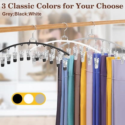 2 Pack Legging Organizer for Closet 360° Swivel, Metal Gym Clothes Organizer w/20 Clips Holds 20 Leggings, Hangers Space Saving, Closet Organizers and Storage, Room Organization Essentials, Grey