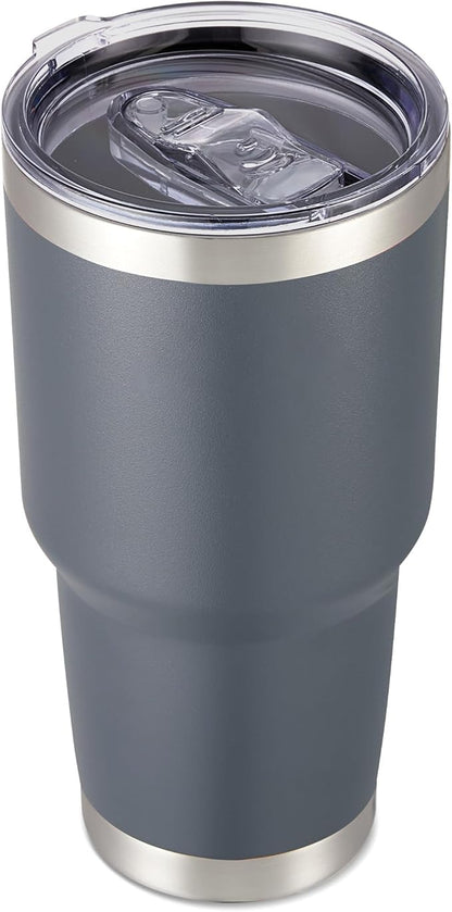 30 oz Tumbler with Lid Stainless Steel Tumblers Vacuum Insulated Cup Reusable Powder Coated Travel Mug Double Wall Leak Proof Portable Cups Keep Cold Drinks for 12 Hours, Gray, 1 Pack