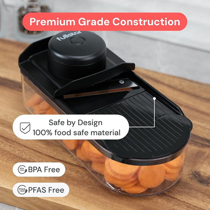 Fullstar Essential Mandoline Slicer for Kitchen - Space-Saving 4-in-1 Fruit Cutter, Cucumber Slicer, Julienne Peeler, Cheese Grater