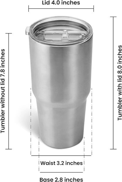 makerflo Silver 30 oz Stainless Steel Tumbler Pack of 25 with Lid & Straw | Craft-Ready for DIY Gifts & Personalization (Epoxy, UV DTF, Vinyl, and Laser Engraving) - Not for Sublimation
