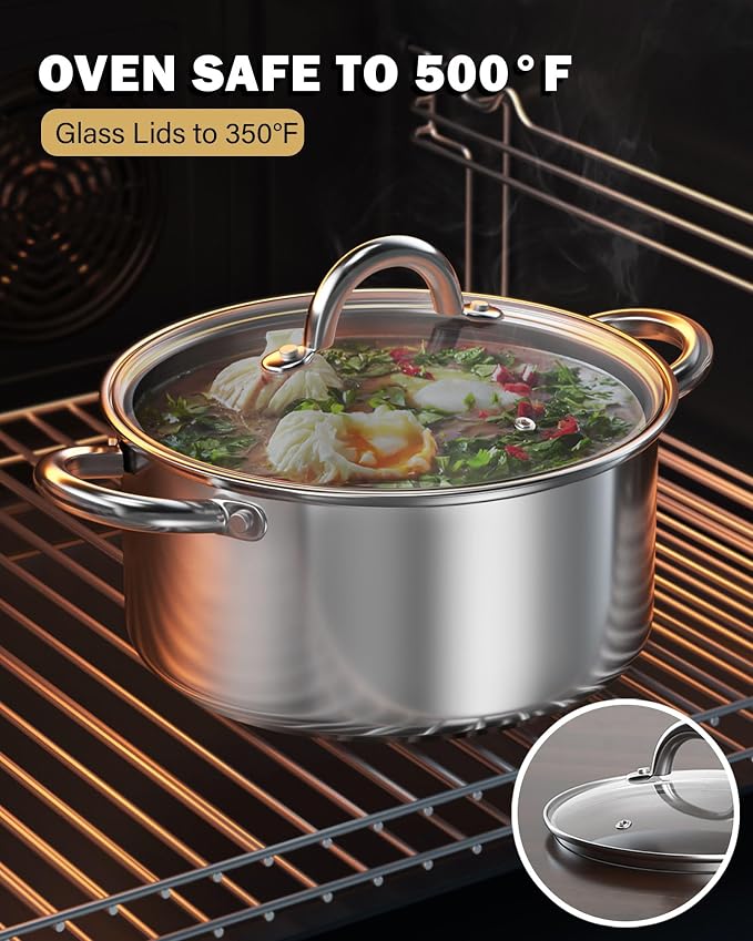 Cook N Home Basics 16 Quart Stainless Steel Stock Pot with Lid, Cooking Pot for Pasta, Soup, Sturdy Handle, Large Stockpot with Even Heating, Oven & Dishwasher Safe, Cookware for Canning, Boiling