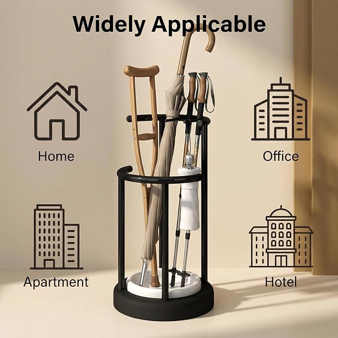 Umbrella Stand with Detachable Drip Tray, Umbrella Holder for Entryway, Rust Proof Umbrella Storage Rack for Homes, Offices, Mudrooms