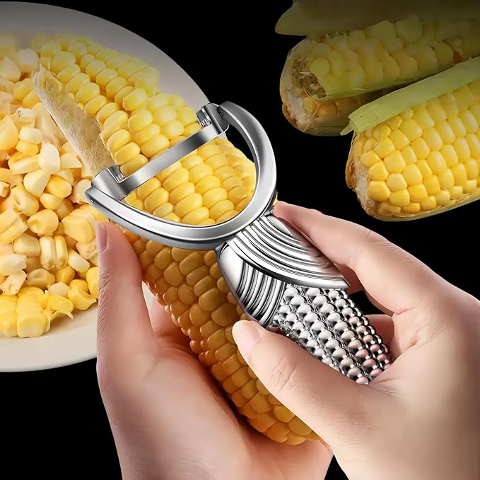 TEEVEA Corn Peeler for Corn on the Cob, Stainless Steel Corn Cob Stripper, Kernel Remover Tool for Home Kitchen BBQ Canning Camping