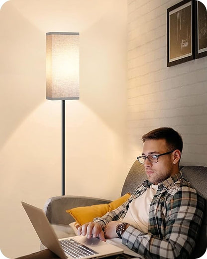 Floor Lamp, Pole Lamp with Foot Switch, Modern Standing Lamp Lampshade, Minimalist Freestanding Lamp (Bulb Not Included), for Living Room, Bedroom Office ETL Listed, Black and Gray H07LD05