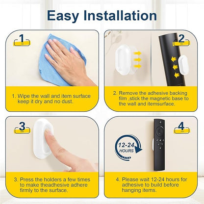 Magnetic Remote Control Holder Self-Adhesive Wall Mount, 6 Pack Upgraded Silicone Organizer Storage Wall Holder for Home Office TV, Fan and Air Conditioner Remote Control White