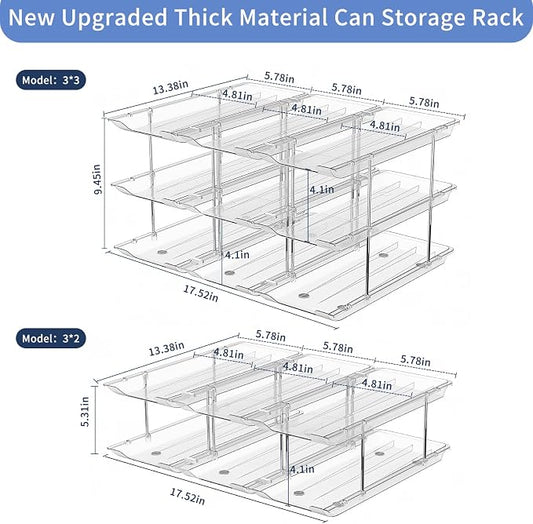 Jsyrjing Can Organizer for Pantry, 3-Tier Stackable Can Dispenser Rack | Automatic rolling, Modular flexible combination, Extra-thick clear material, Cabinet pantry fridge countertop storage