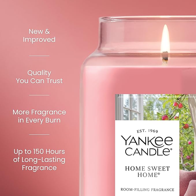 Yankee Candle Home Sweet Home Scented Candle, 22oz Large Jar, Up to 150 Hour Burn Time, Holiday Gift