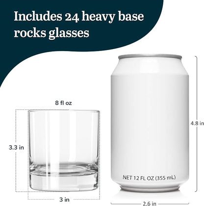 Libbey 916CD Heavy Base Rocks Glasses Set, Simple Glassware Drinking Glasses Set of 24, Stylish, Dishwasher Safe Glasses for Cocktail Parties And More